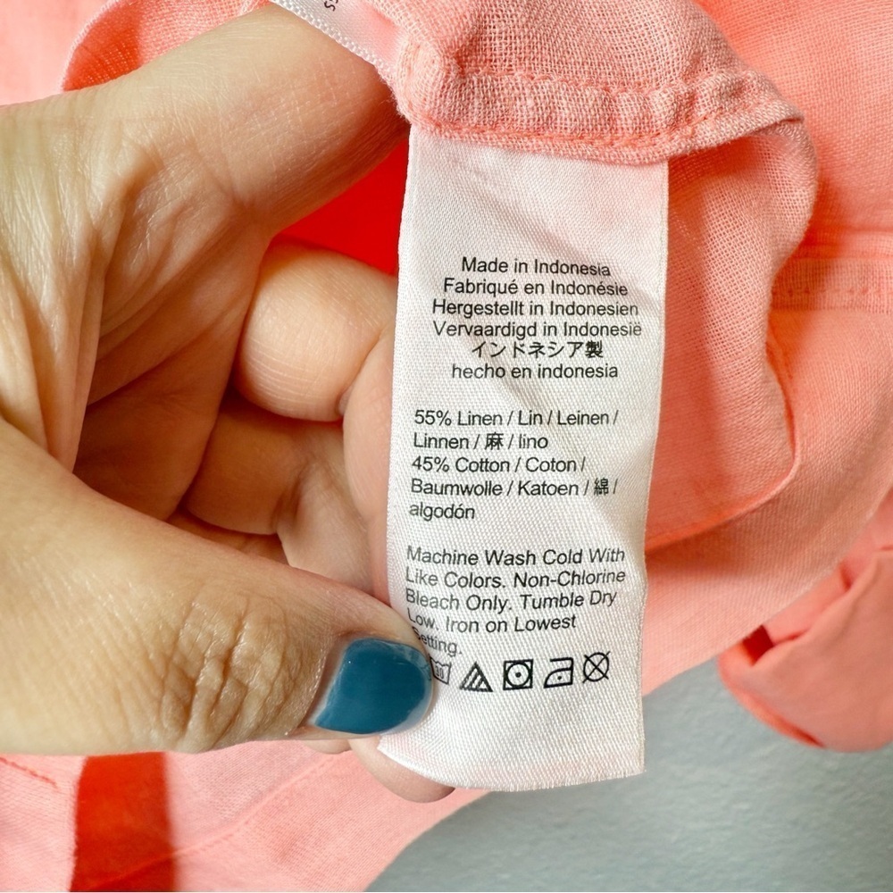 J.Crew Brilliant Peony Pink Linen Blend Utility Camp Shirt Size Sz 14 - Picture 6 of 11